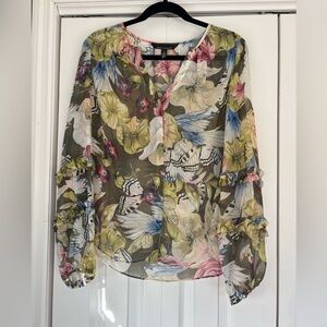 White House Black Market Multicolor Floral Blouse